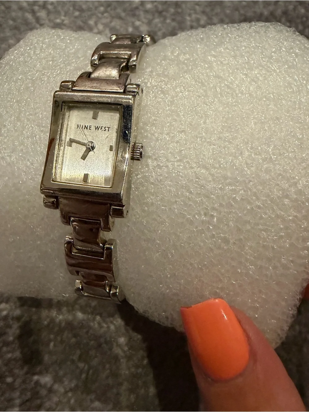 Nine West Silver-Tone Rectangular Bracelet Watch - Silver